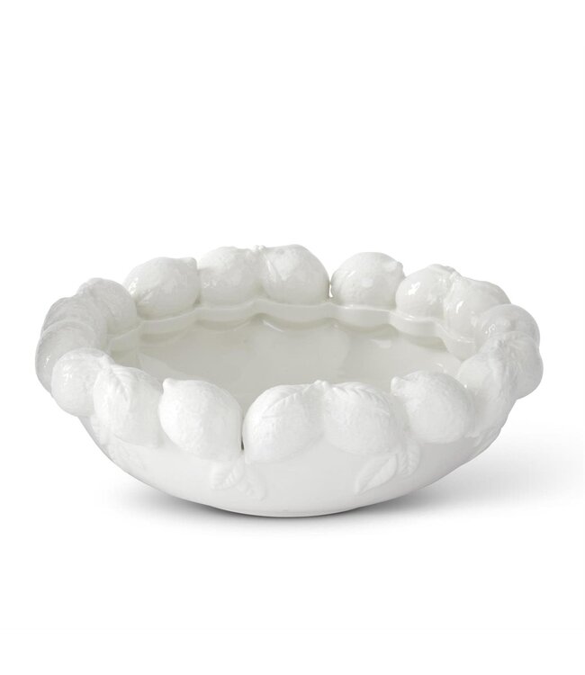11.5 Inch White Ceramic Lemon Rim Bowl