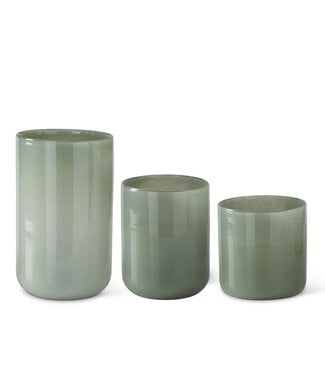 Green Glass Cylinder Vase