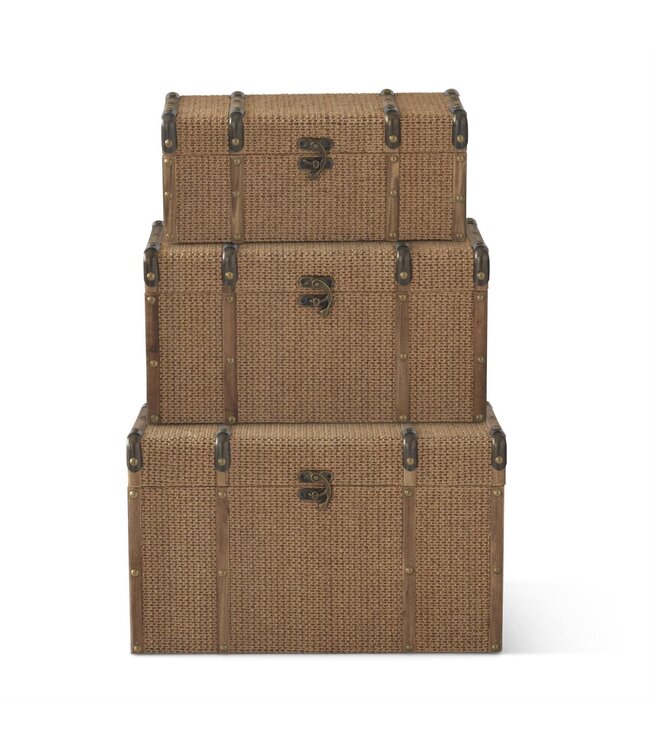 Wood & Woven Jute Nesting Chest