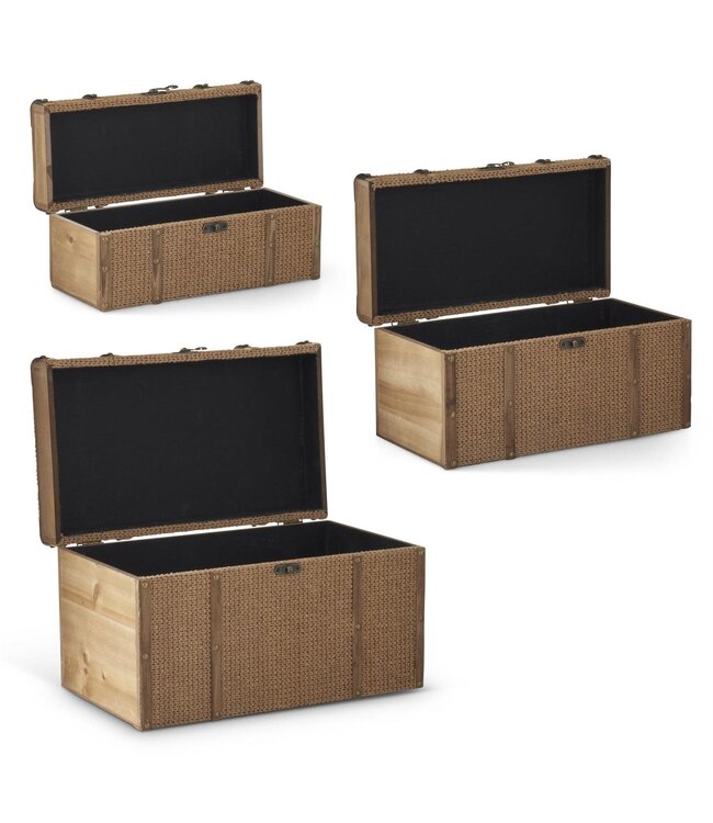 Wood & Woven Jute Nesting Chest