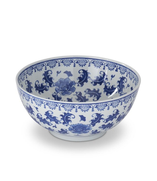 16.25 Inch Blue & White Chinoiserie Ceramic Bowl