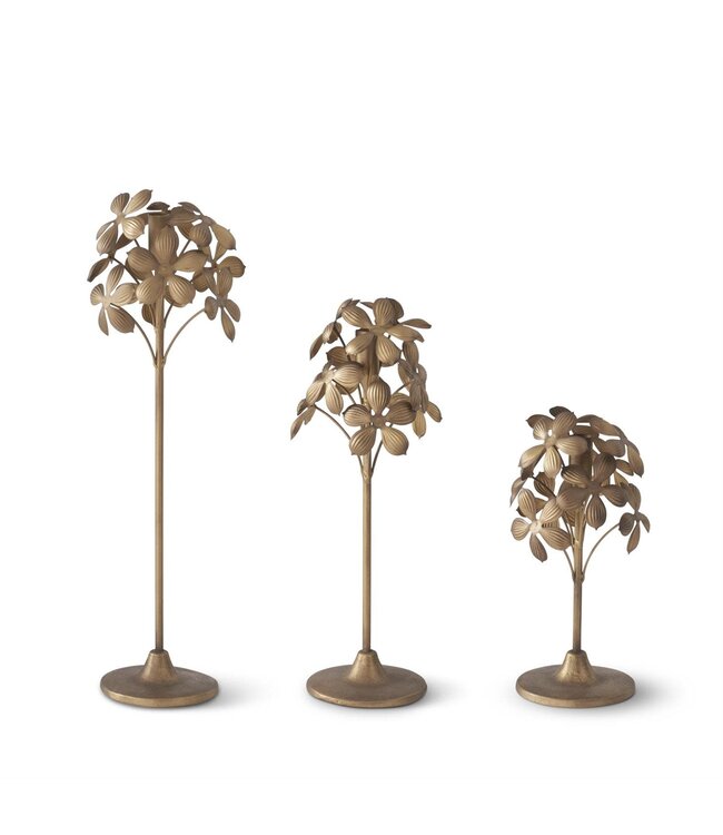 Gold Metal Flower Taper Candleholder