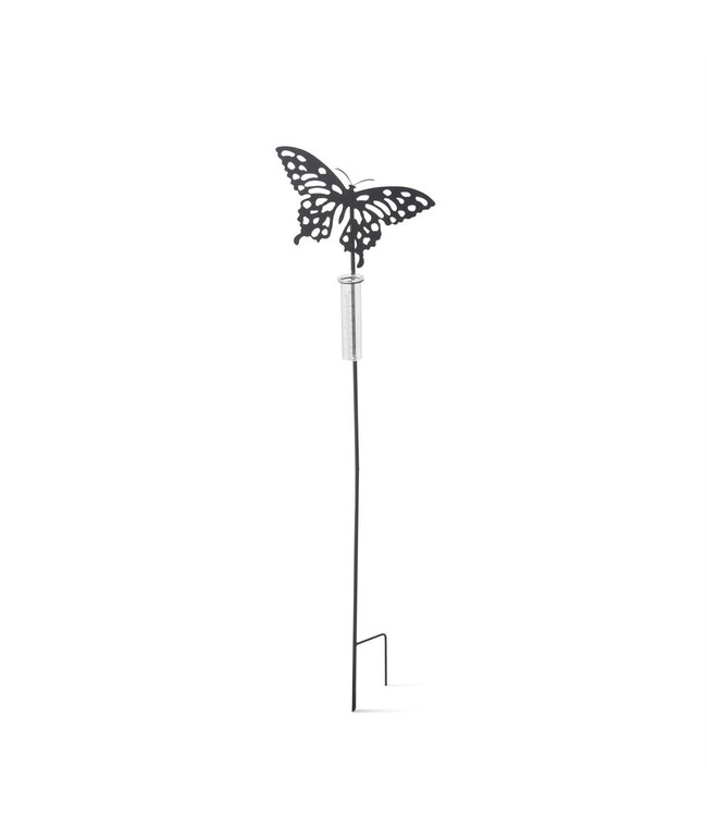 45.5 Inch Black Metal Cutout Rain Gauge Decorative Garden Stake