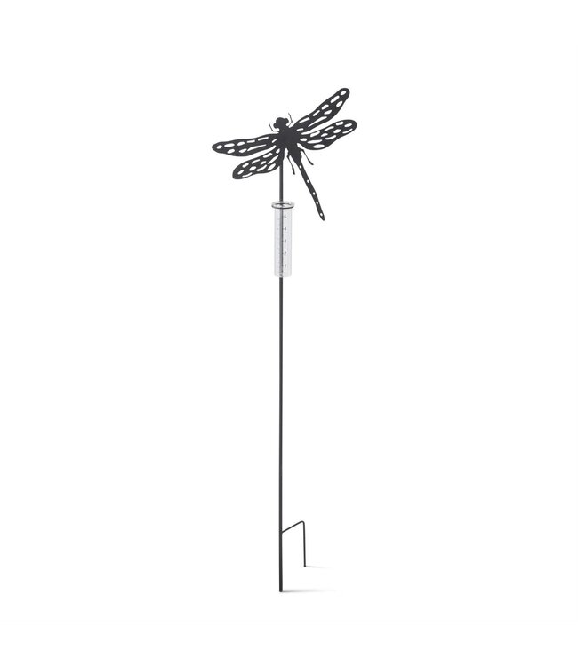 45.5 Inch Black Metal Cutout Rain Gauge Decorative Garden Stake