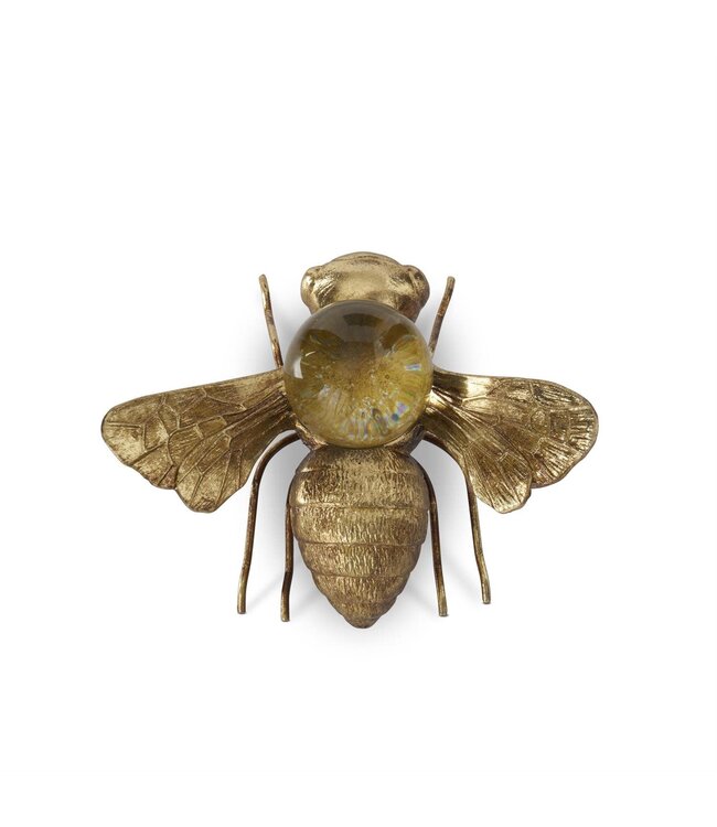 4.75 Inch Gold Metal Bee with Glass Globe