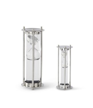 Silver Metal & Clear Glass Liquid & Sand Hourglass