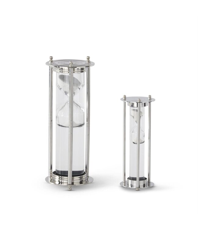 Silver Metal & Clear Glass Liquid & Sand Hourglass
