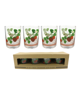 Glass Strawberry Juice Glasses - Sold as Set