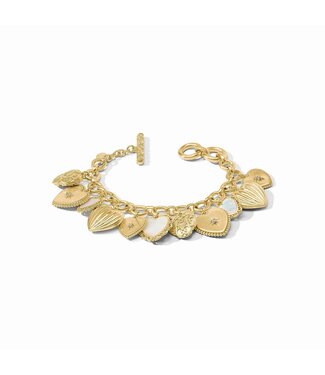 JULIE VOS Heart Charm Bracelet-Mother of Pearl