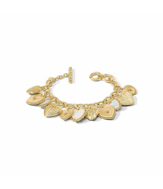 JULIE VOS Heart Charm Bracelet-Mother of Pearl
