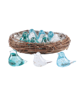 Mini Glass Blue Hue Birds