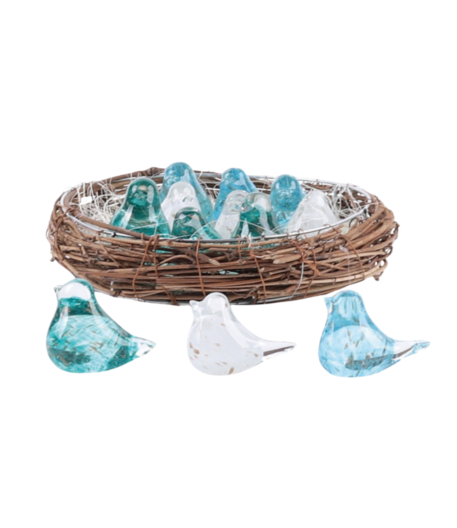 Mini Glass Blue Hue Birds