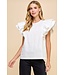 Elizabeth Contrast Color Trim Ruffle Sleeve Top