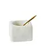 White Marble Bowl with Brass Spoon