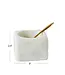 White Marble Bowl with Brass Spoon