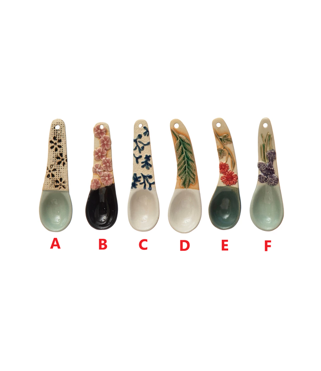 Stoneware Spoon with Floral Design Handle