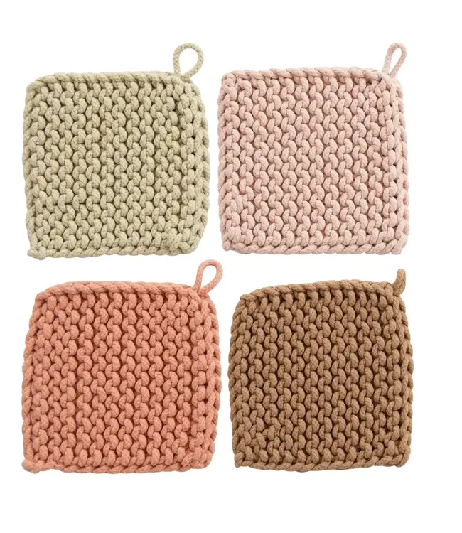 8" Square Cotton Crocheted Potholder