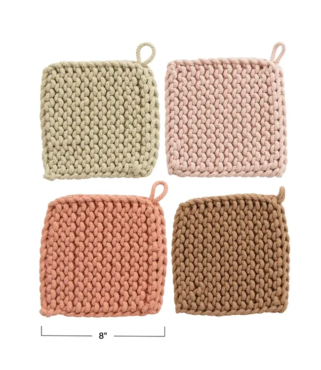 8" Square Cotton Crocheted Potholder