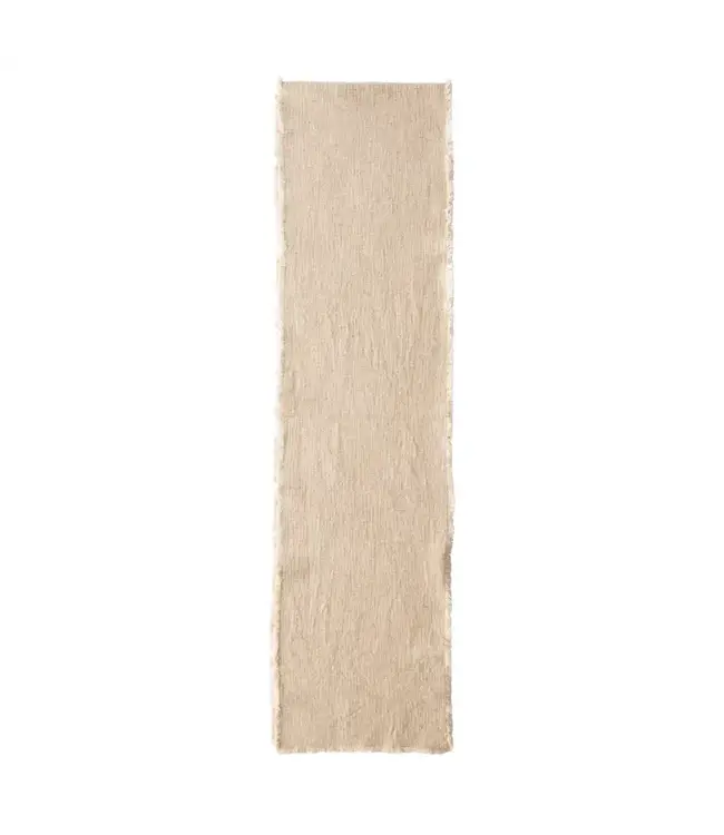 Linen Blend Table Runner with Frayed Edges