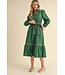 Erin Embroidered Puff Sleeve Midi Dress