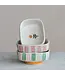 Hand-Painted Stoneware Dish with Stripes & Flower