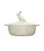 4 Cup Stoneware Baker with Rabbit Finial White