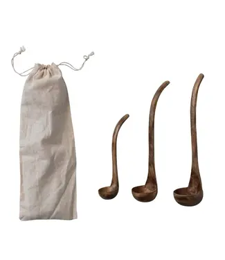 Mango Wood Ladles in Drawstring Bag - Sold as Set