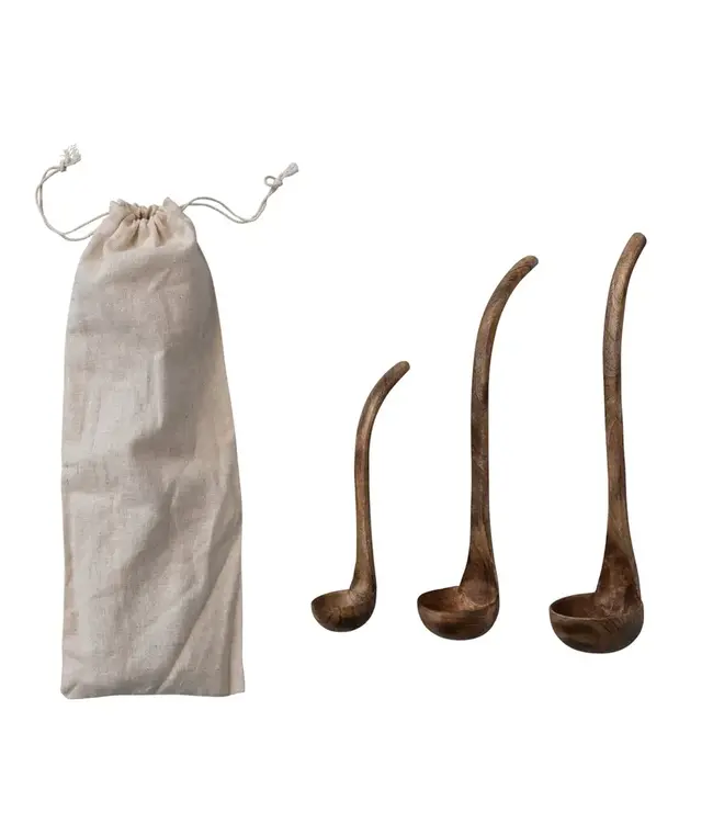 Mango Wood Ladles in Drawstring Bag - Sold as Set