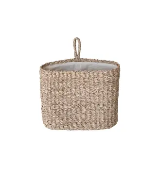 Hand-Woven Seagrass Wall Basket With Loop & Cotton Lining