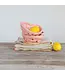Handmade Stoneware Woven Heart Shaped Basket - Coral