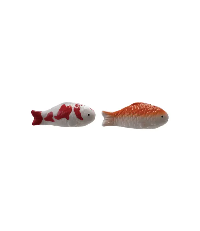 Stoneware Koi Fish Salt & Pepper Shakers - Sold as Set