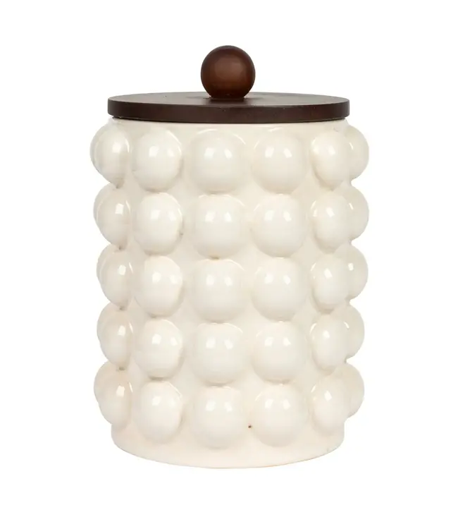 Stoneware Canister with Wood Lid