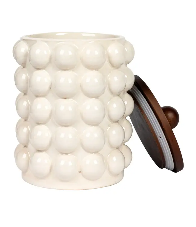 Stoneware Canister with Wood Lid