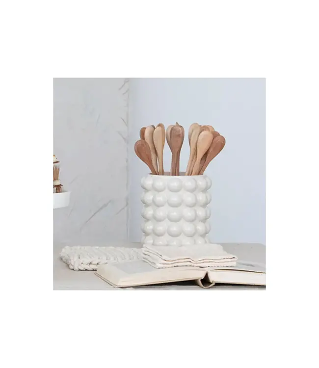 Stoneware Canister with Wood Lid