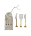 Stainless Steel & Brass Cheese Knives In Drawstring Bag - Sold as Set