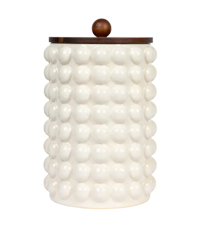 10.25" Stoneware Canister with Wood Lid