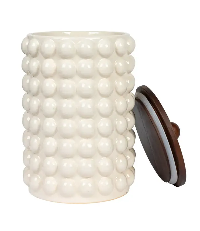10.25" Stoneware Canister with Wood Lid