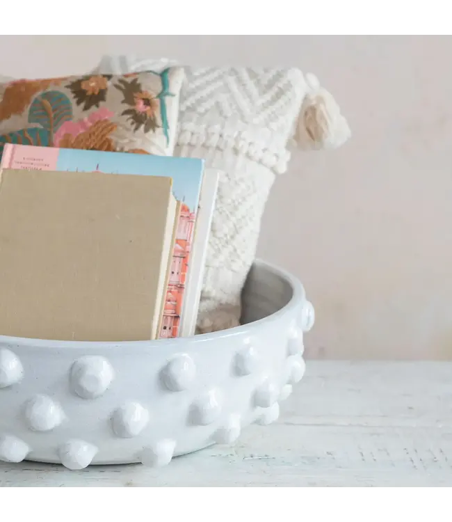 Round Decorative Terracotta Bowl with Raised Dots