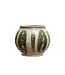 Round Stoneware Vase, Green & Cream