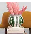 Round Stoneware Vase, Green & Cream