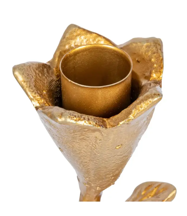 Metal Candle Holder with Bird Gold