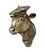 Cast Aluminum Cow Head with Beret Wall Décor