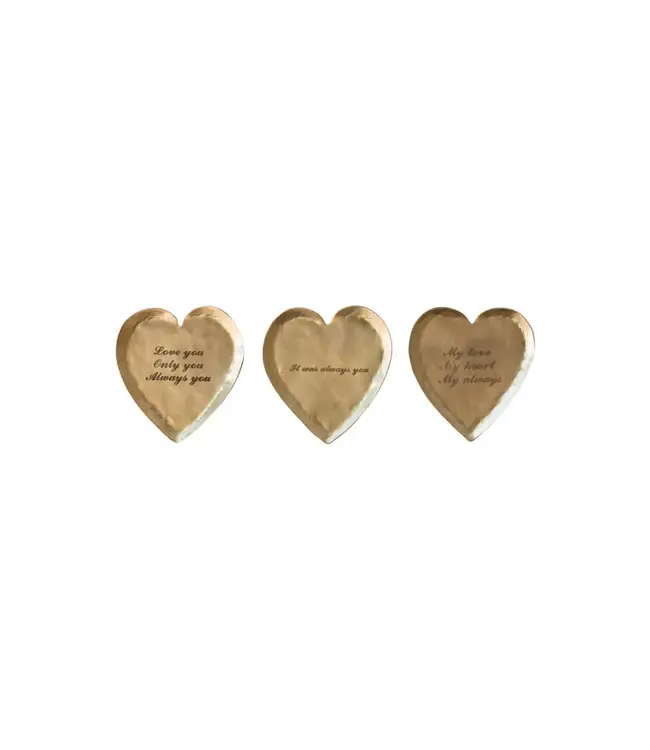 Decorative Brass Heart Shaped Dish with Saying