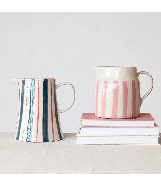Stoneware Pitcher with Stripes