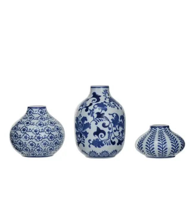Stoneware Vase Blue & White
