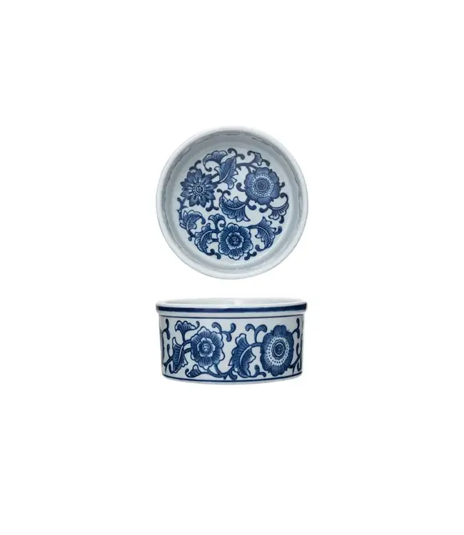 30 oz. Cup Stoneware Pet Bowl with Floral Design