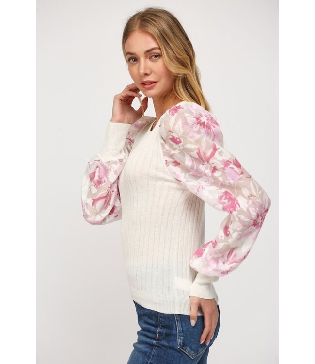 Gianna Floral Organza Slv Sweater