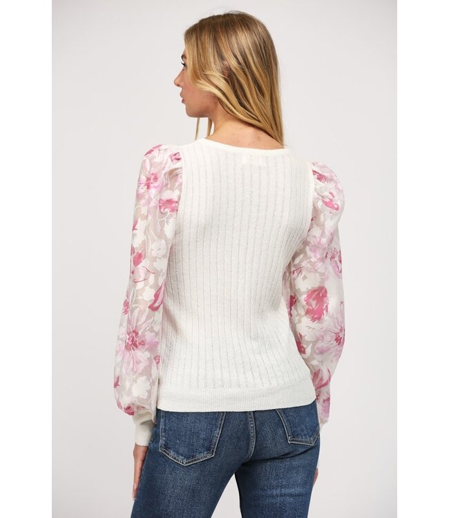 Gianna Floral Organza Slv Sweater