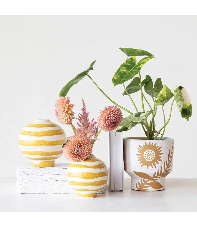 Coarse Stoneware Vase with Stripes