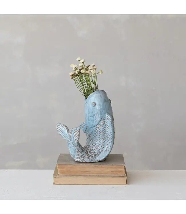 Stoneware Fish Shaped Vase